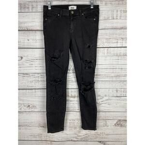 Paige Verdugo Ultra Skinny Jeans Black Distressed 28 Punk Rock Goth Emo Stretch